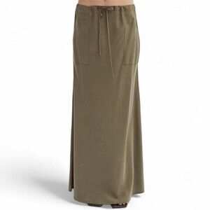 Vintage Casual Corner Olive Green 100% Silk Skirt